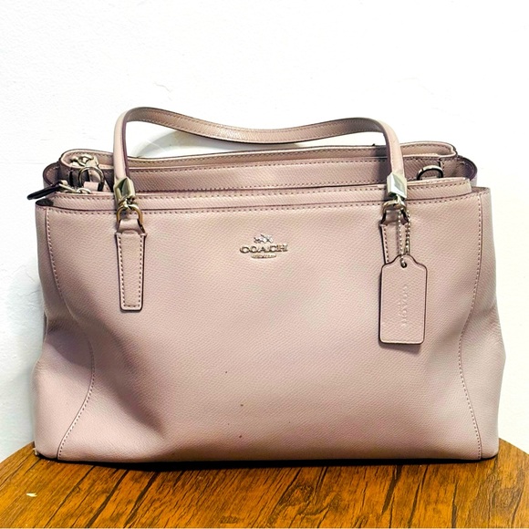 Coach Textured Leather Christie Carryall Tote Satchel Cross Body Purse - Picture 1 of 15